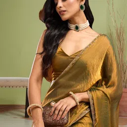 SILKWEAR Beads and Stones Border Saree image 2