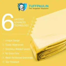 generic Shubham 18 x 24 ft 170 GSM Yellow Tarpaulin for Areas prone to heavy rainfall image 4