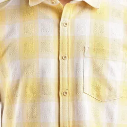 HERE&NOW Men Windowpane Checked Spread Collar Cotton Casual Shirt image 3