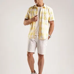 HERE&NOW Men Windowpane Checked Spread Collar Cotton Casual Shirt image 5