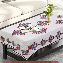 CROSMO Cream-Coloured Floral Cotton 4-Seater Table Cover image 3