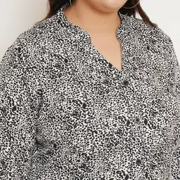 U&F Beyond Plus Size Animal Printed Mandarin Roll Up Sleeves Collar Shirt Style Top image 2