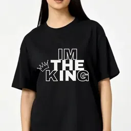 Fashnobic Women Dry Fit Typography Printed Round Neck Cotton Oversized Cotton T-shirt-image-65