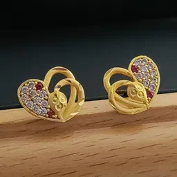 OM KRISHIV COLLECTION Heart Shaped Studs Earrings-image-77