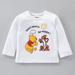 Babyhug Cotton Knit Full Sleeves T-Shirt Pooh & Tigger Print- White-image-33