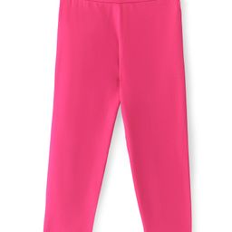 Pine Kids Cotton Lycra Knit Full Length Solid Color Legging - Raspberry Sorbet-picture-2