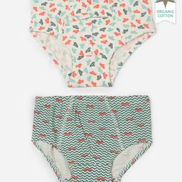 Keebee Organics Pack Of 2 Paper Boats & Waves Organic Cotton Briefs - Multi Color-picture-34