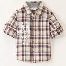 INFINITY Cotton Woven Full Sleeves Yarn Dye Checked  Shirt - Brown-image-65