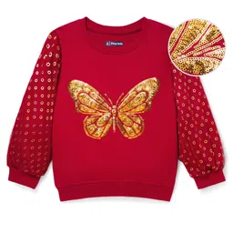 Pine Kids Cotton Knit Full Sleeves Sweatshirt with Sequin Detailing - Red-picture-26