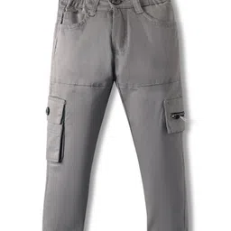 Rikidoos Cotton Woven Solid Cargo Pants - Light Grey-picture-36
