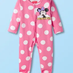 Babyhug Disney Interlock Knit Full Sleeves Footed Sleepsuit With Minnie Mouse & Family Print - Pink-picture-21