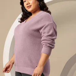 Sztori Plus Size Acrylic Ribbed High-Low Pullover image 3