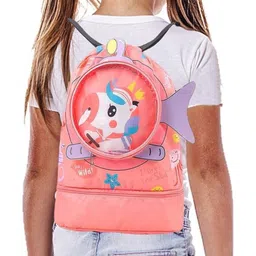 New Pinch Swimming Bag with Unicorn Print Pink| Wet Dry Separation| Transparent Pouch| Adjustable Strap| Ideal for Swimming Pool and Beach image 2