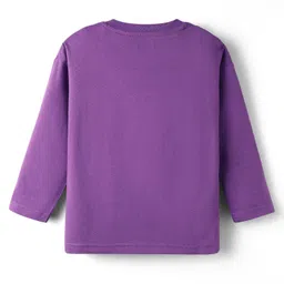 Babyhug 100% Cotton Knit Full Sleeves T-Shirt with Love Happy Shine Text Print - Purple image 2