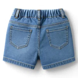 Olio Kids Denim Knit Above Knee Length Shorts With Barbie Text Print - Light Blue image 2