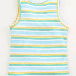 Babyhug 100% Cotton Knit Sleeveless Set of Vests With Anti Bacterial Finish Dino Print Pack of 3 - Multicolour image 3