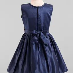 Twetoons Woven Sleeveless Frock with Floral Applique - Navy Blue image 3