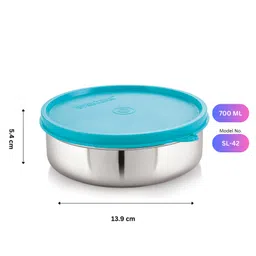 Steel Lock Flex Stainless Steel Container/Dabba with Lid Airtight for Food Storage, Easy to Carry, Leak Proof and Stackable (SL-42/700 ml) Turquoise. image 3