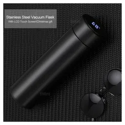 Fiddlerz Thermos Double Stainless Steel Wall Smart Flask Vacuum Insulated Water Bottle With LED Temperature Display Perfect For Hot & Cold Drinks Travelling Black- 450 ml image 4