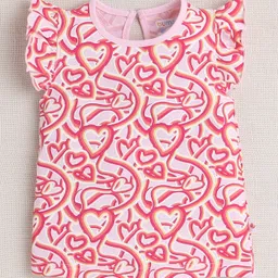 BUMZEE Pack Of 2 Frill Sleeves Hearts & Bow Printed Tops - Navy Blue & Pink image 5