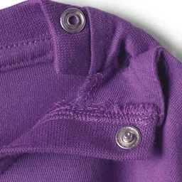 Babyhug 100% Cotton Knit Full Sleeves T-Shirt with Love Happy Shine Text Print - Purple image 4