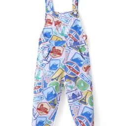 Babyhug Single Jersey Knit Half Sleeves Solid T-Shirt & Stamp Printed Dungaree - Red image 5