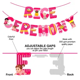 Zyozi Rice Ceremony Pink Banner - Baby Mukhe Bhaat Function Paper Banner image 5