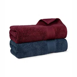 MYTRIDENT Maroon & Navy Blue 2 Pieces Super Absorbent Pure Cotton 500 GSM Bath Towels-image-89