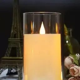 infispace Glass Pillar Candle with Moving Flame LED Light for Home Decoration(Size-12.5cm) Candle-picture-28