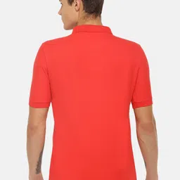 Dollar Men Pack Of 2 Coral Pink & Blue Solid Polo Collar Cotton T-shirts image 3