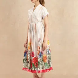 RAREISM Multi Cotton Blend Printed Short Sleeves Dress image 3