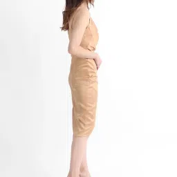 RAREISM Gold Blended Solid Sleeveless Dress image 3