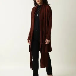 RAREISM Brown Acrylic Solid Long Sleeves Sweater image 3
