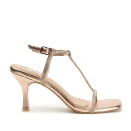 Elle Women's Rose Gold Ankle Strap Stilettos image 3