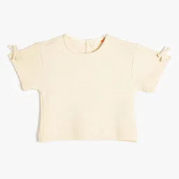 Koton Girls V-Neck Raw Edge T-shirt-image-39