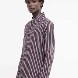 Rare Rabbit Maroon Relaxed Fit Stripes Jacket image 3