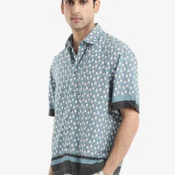 Rare Rabbit Blue Boxy Fit Print Shirt image 3