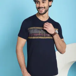 Venitian- Forbidden Clothing Navy Slim Fit Printed Crew T-Shirt-picture-30
