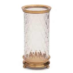 Pure Home and Living Gold Cylindrical Glass Candle Holder image 3