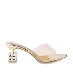 The White Pole Women's Golden Casual Sandals image 3