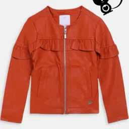 Elle Kids Orange Cotton Jacket-image-49