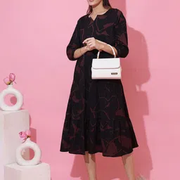 De La Moda Printed Crepe Fit & Flare Midi Dress image 4