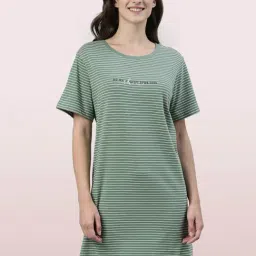 Enamor Green Striped Top-image-36