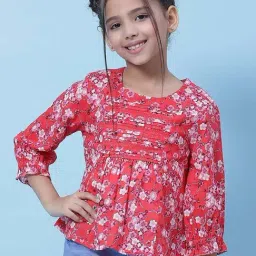 biba girls Biba Kids Red & Pink Cotton Floral Print Top-picture-32