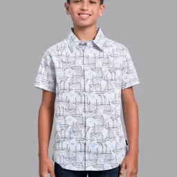 Beverly Hills Polo Club Kids White Cotton Printed Shirt-picture-35