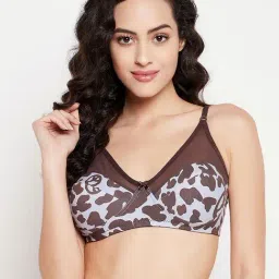 Clovia Brown & Purple Cotton Printed Full Coverage T-Shirt Bra-picture-13