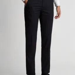 Peter England Navy Slim Fit Checks Trousers image 3