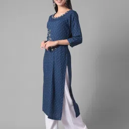 Dollar Missy Blue Embroidered Straight Kurta image 3