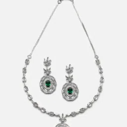 Zeneme Rhodium Plated AD Studded Jewellery Set image 4