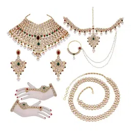 Peora Combo of Green Maroon Bridal Jewellery Set with Waist Belt for Women-image-6